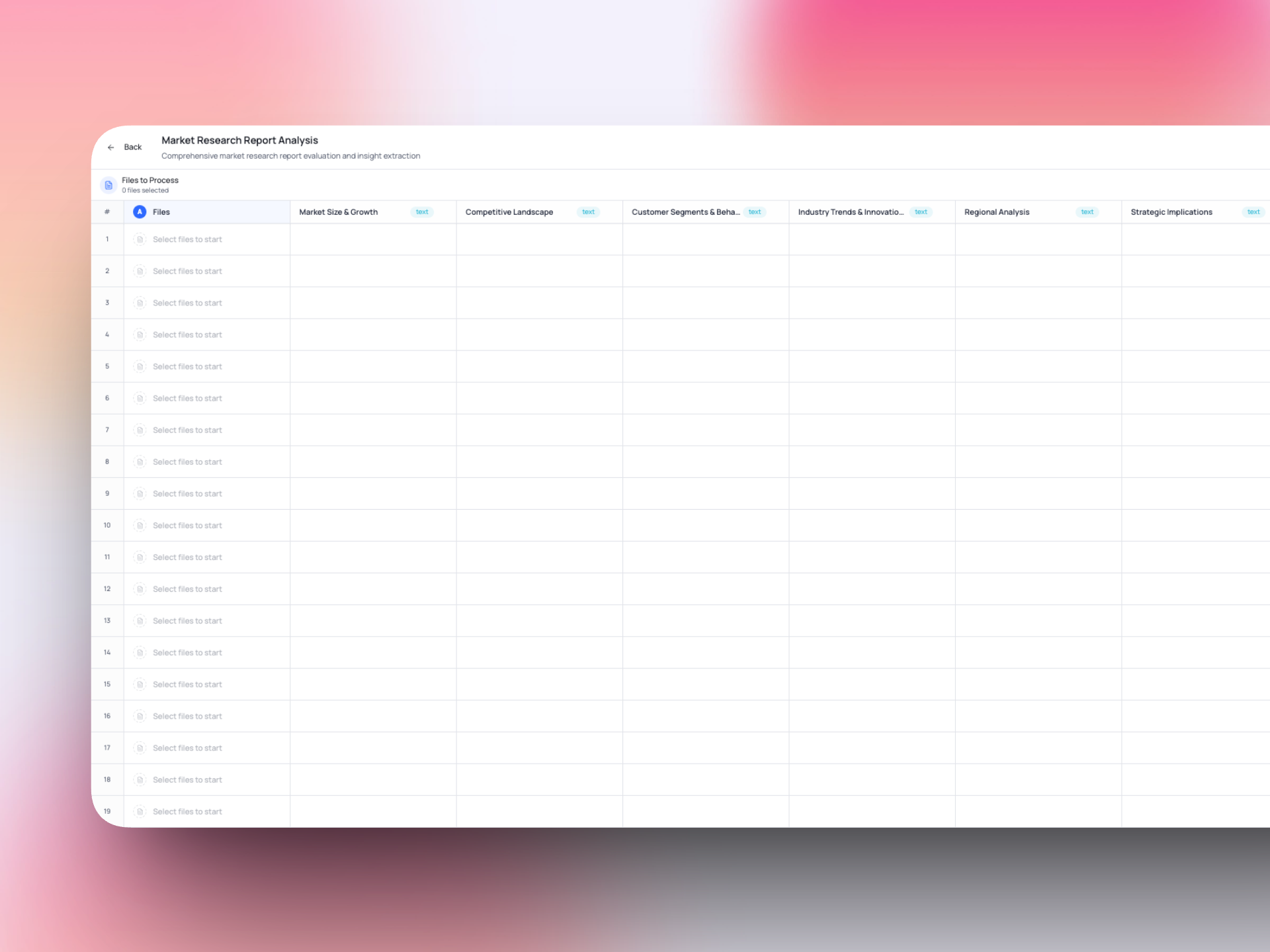 Column-based extraction interface